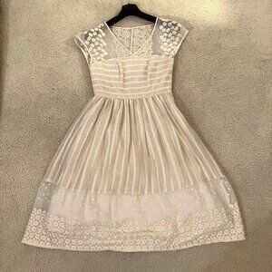 Anthropologie/Moulinette Soeurs Lace Embroidered Chiffron midi dress sz 6